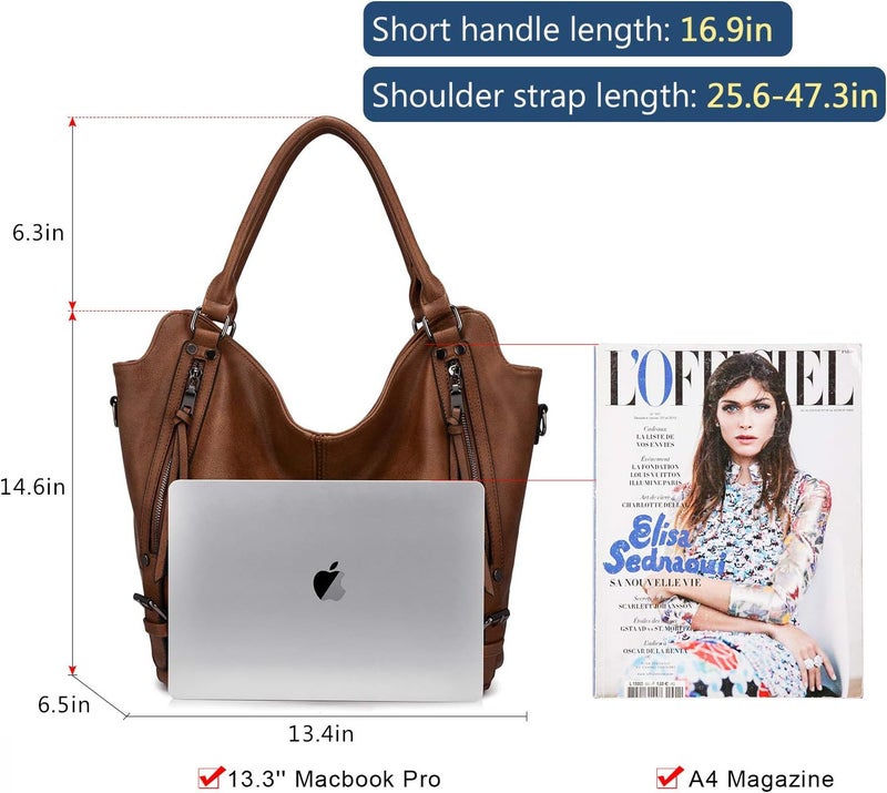 Realer Tote Bag for Women PU Leather Shoulder Bags Fashion Hobo Bags Large Purse and Handbags with Adjustable Shoulder Strap - Image 5